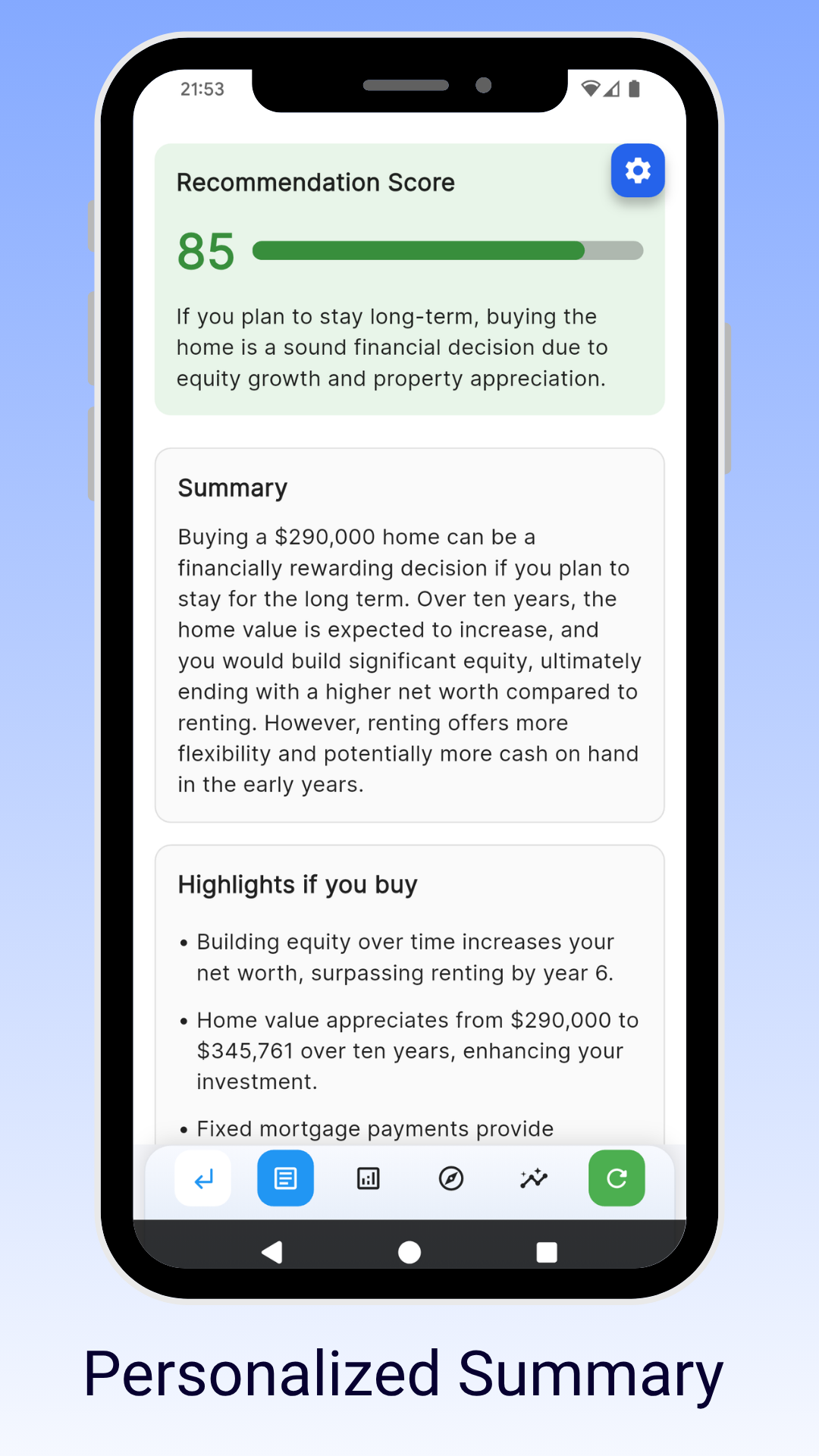 Your personalized rent vs buy recommendation